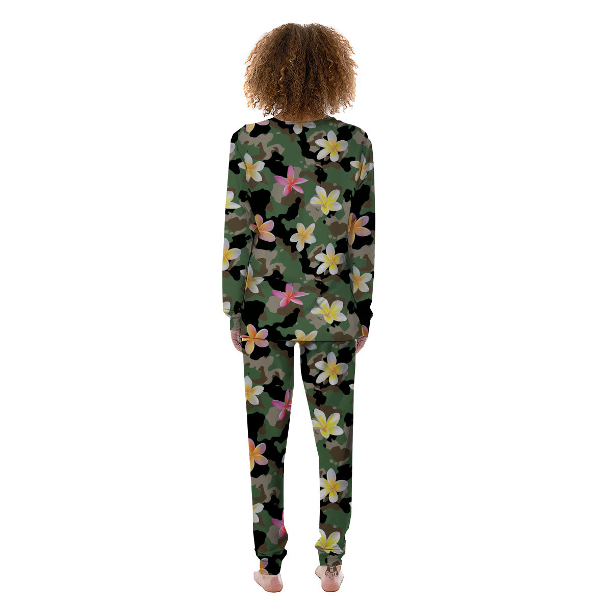 Camo Flower Military Green Print Pattern Women's Pajamas-grizzshop
