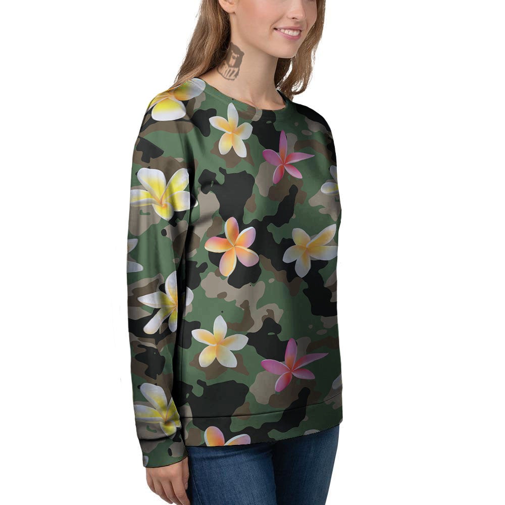 Camo Flower Military Green Print Pattern Women's Sweatshirt-grizzshop