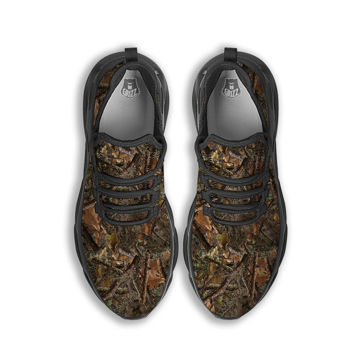 Camo Hunting Print Pattern Black Running Shoes-grizzshop