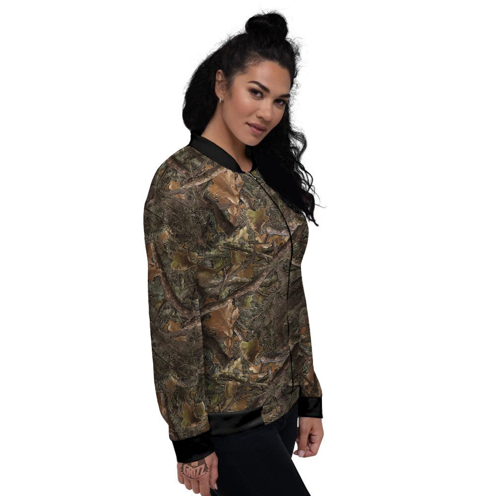 Camo Hunting Print Pattern Women's Bomber Jacket-grizzshop