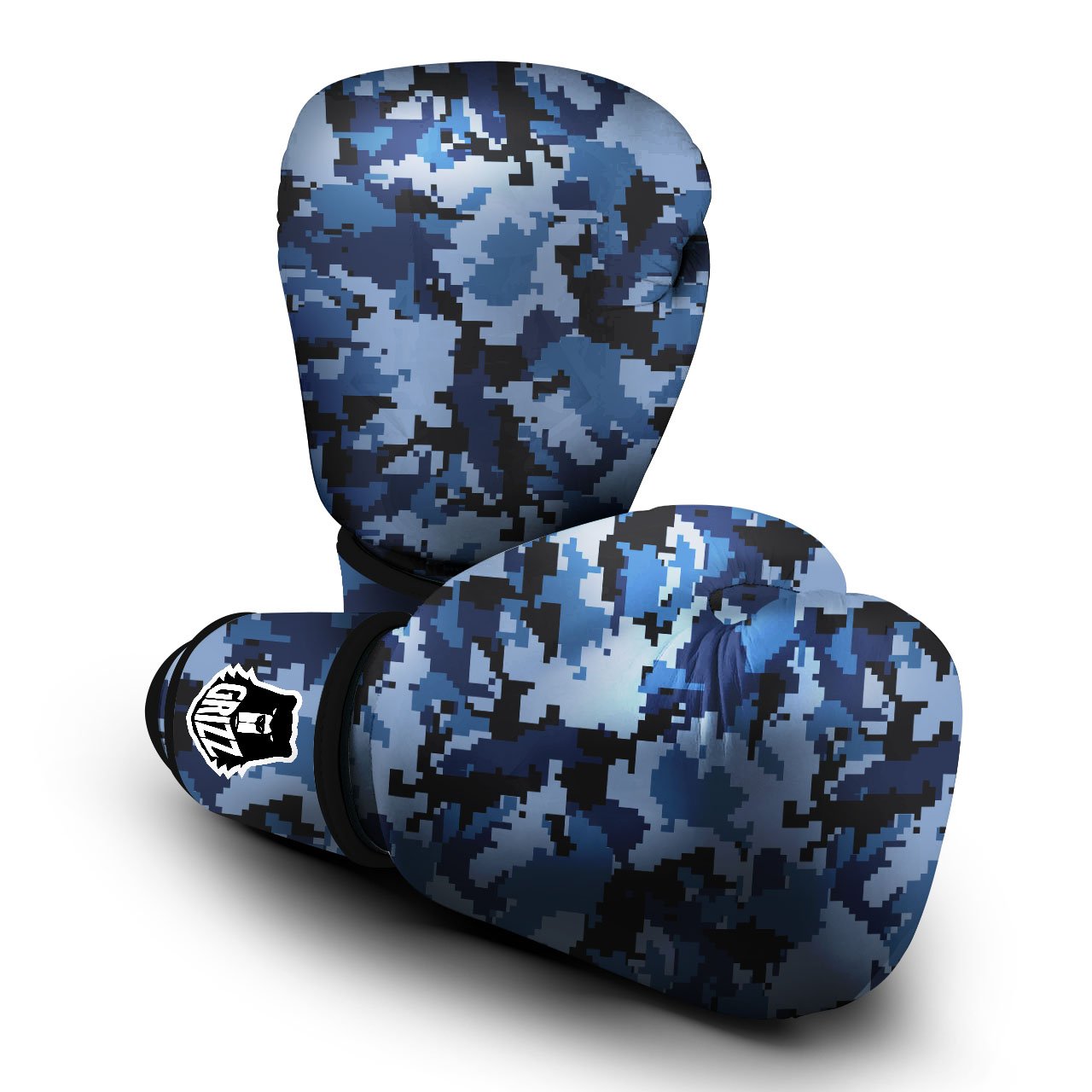 Camo Navy Digital Print Pattern Boxing Gloves-grizzshop