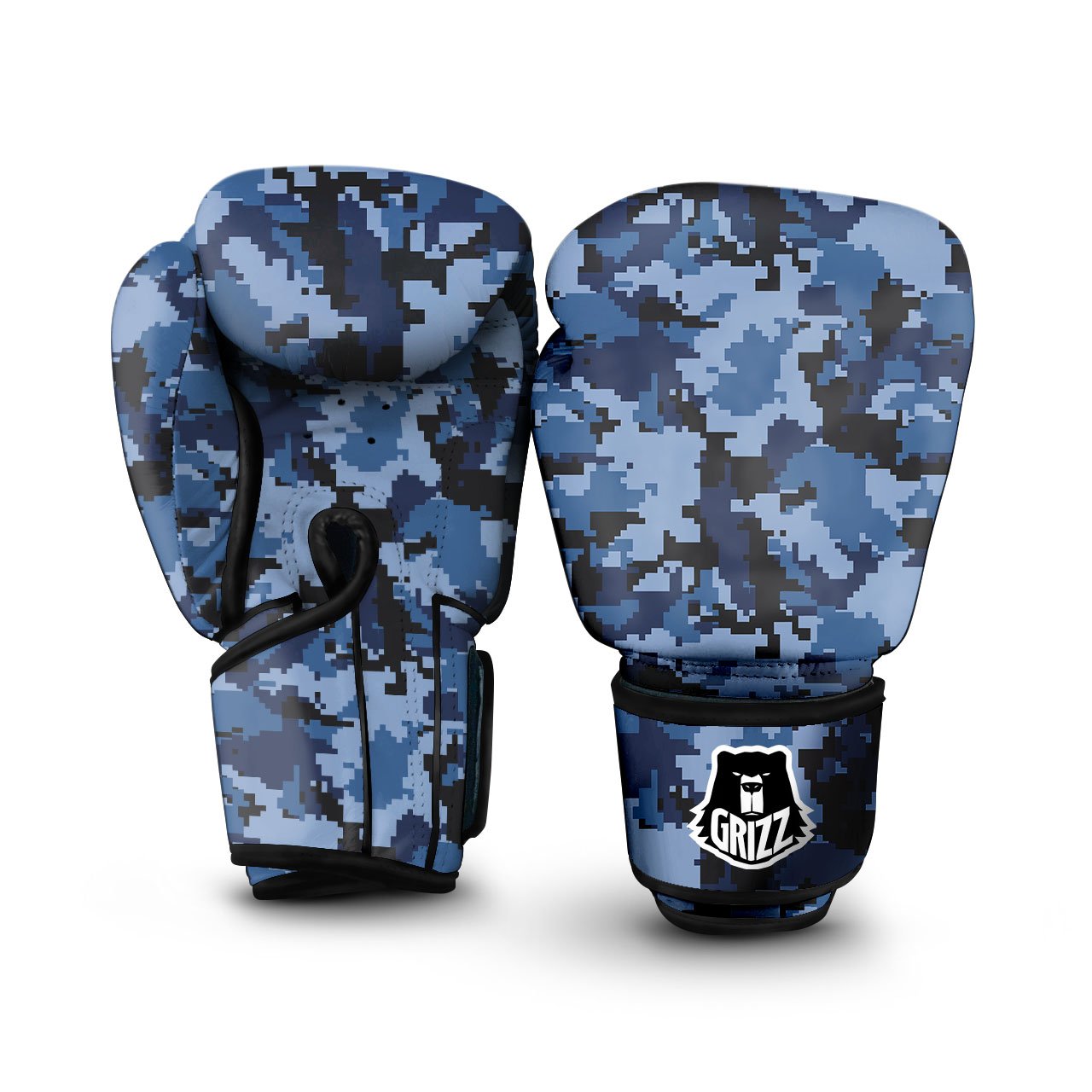 Camo Navy Digital Print Pattern Boxing Gloves-grizzshop