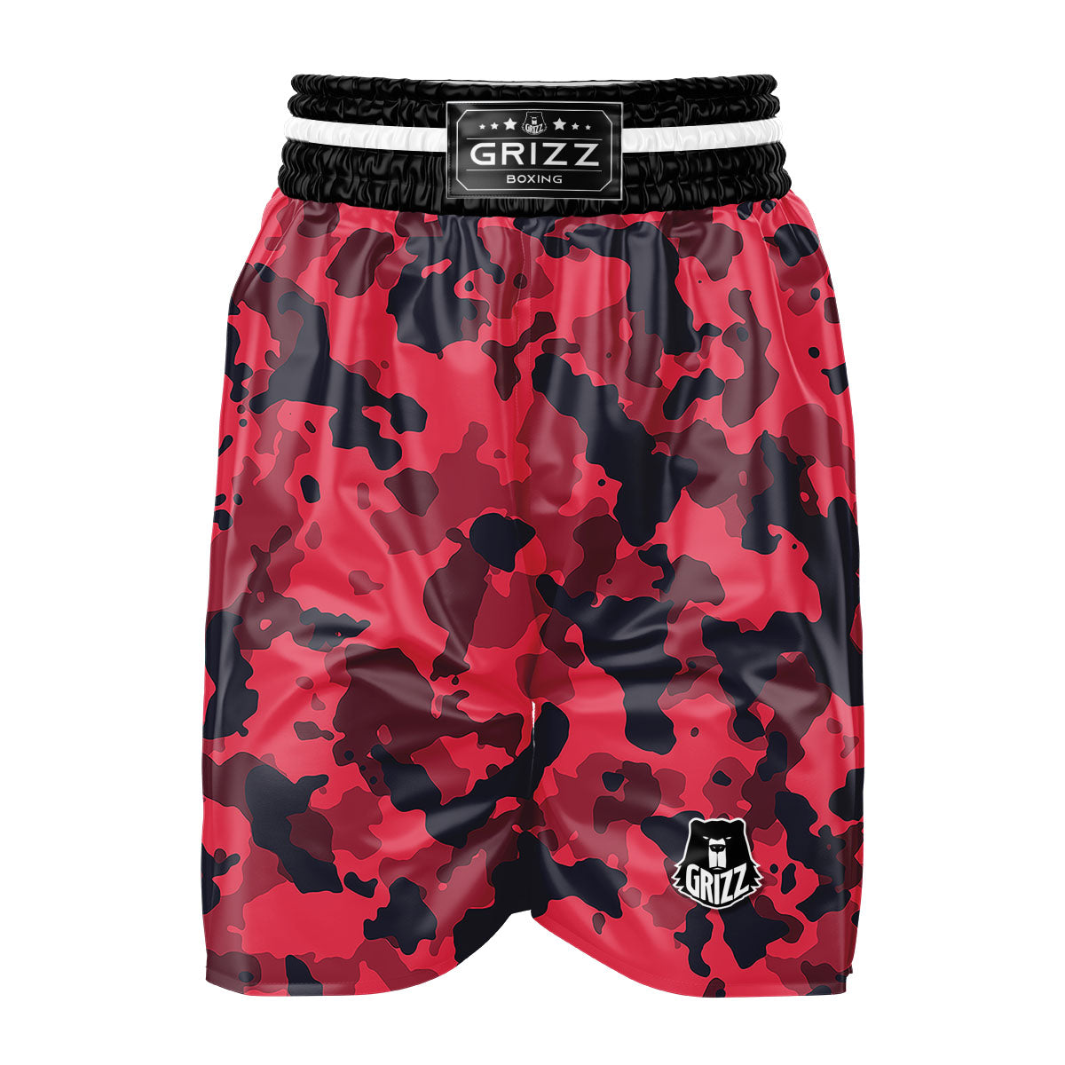 Camouflage Black And Red Print Boxing Shorts-grizzshop
