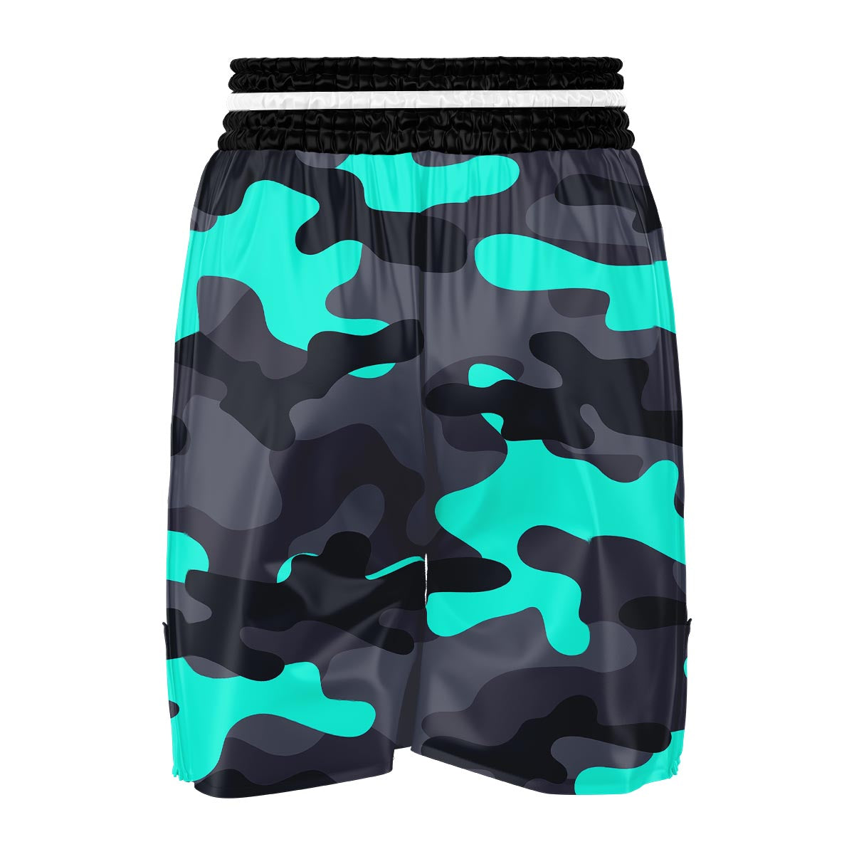 Camouflage Black And Teal Print Boxing Shorts-grizzshop
