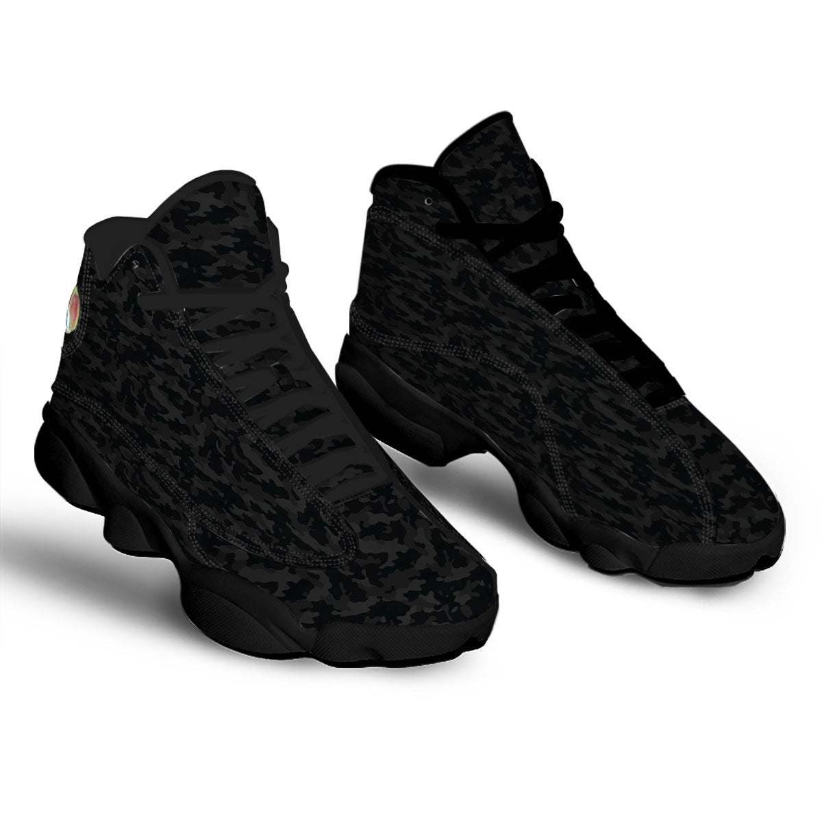 Camouflage Black Print Black Basketball Shoes-grizzshop
