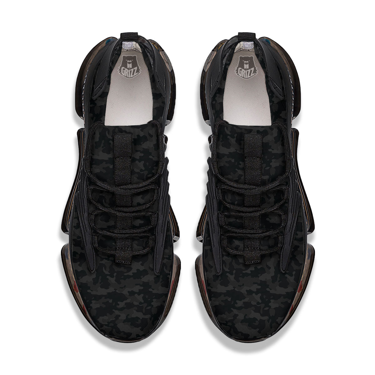 Camouflage Black Print Black Gym Shoes-grizzshop