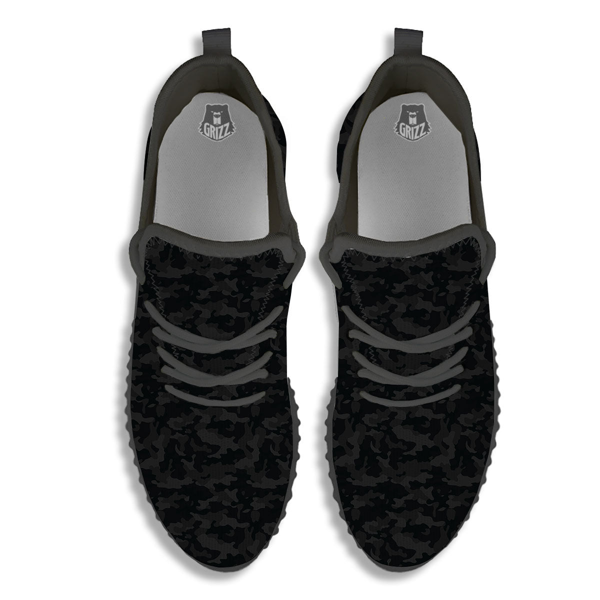 Camouflage Black Print Black Walking Shoes-grizzshop