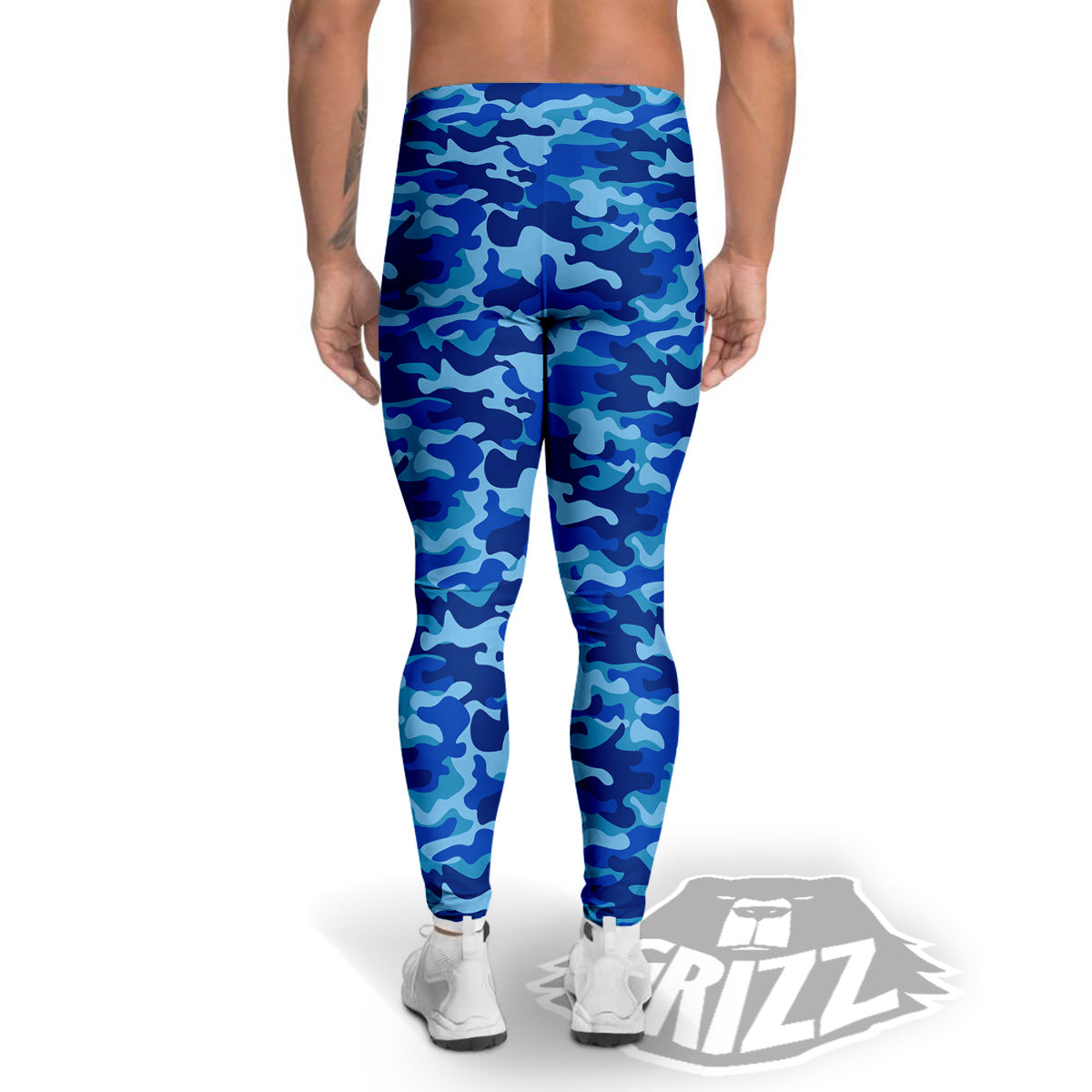 Camouflage Blue Print Men's Leggings-grizzshop