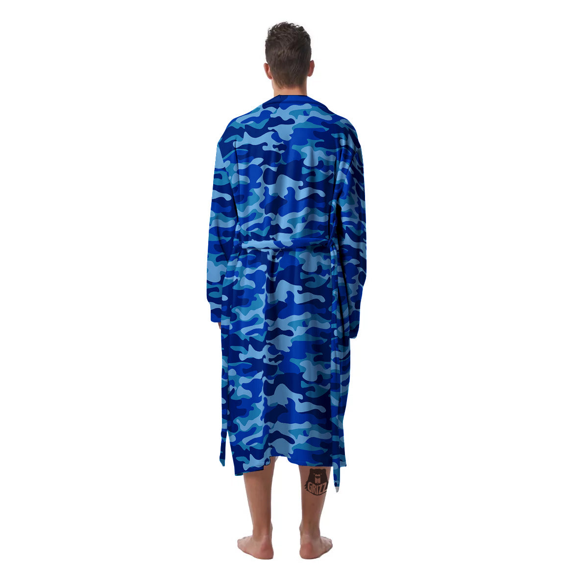 Camouflage Blue Print Men's Robe-grizzshop