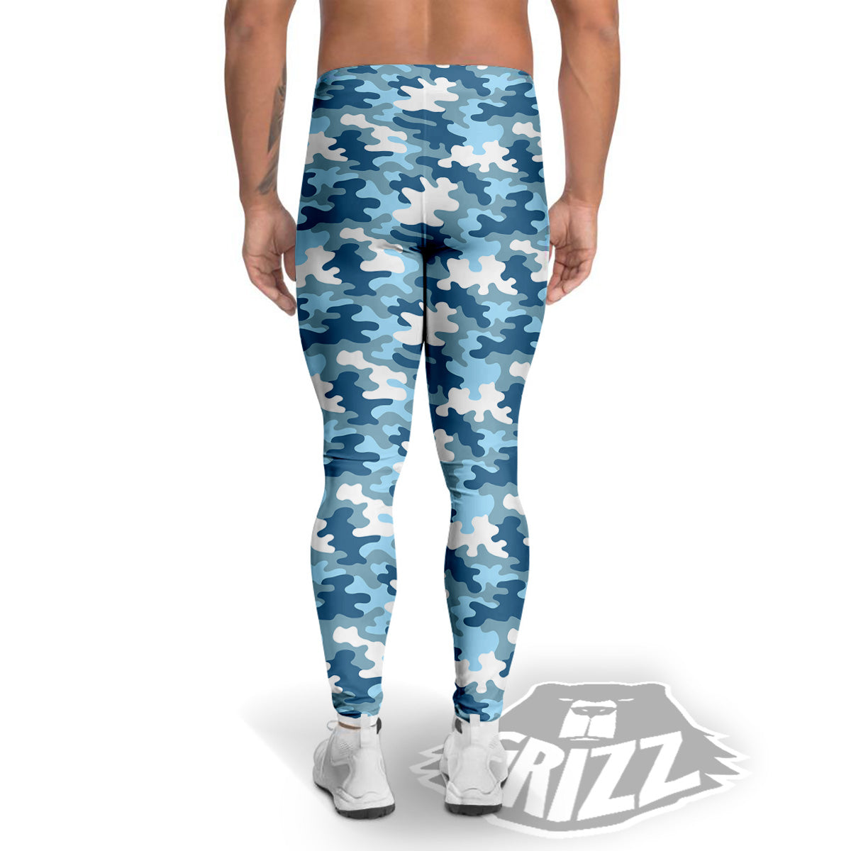 Camouflage Blue Snow Print Men's Leggings-grizzshop
