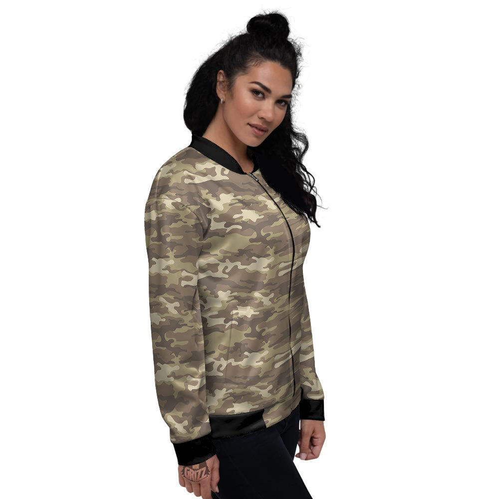Camouflage Desert Print Women's Bomber Jacket-grizzshop