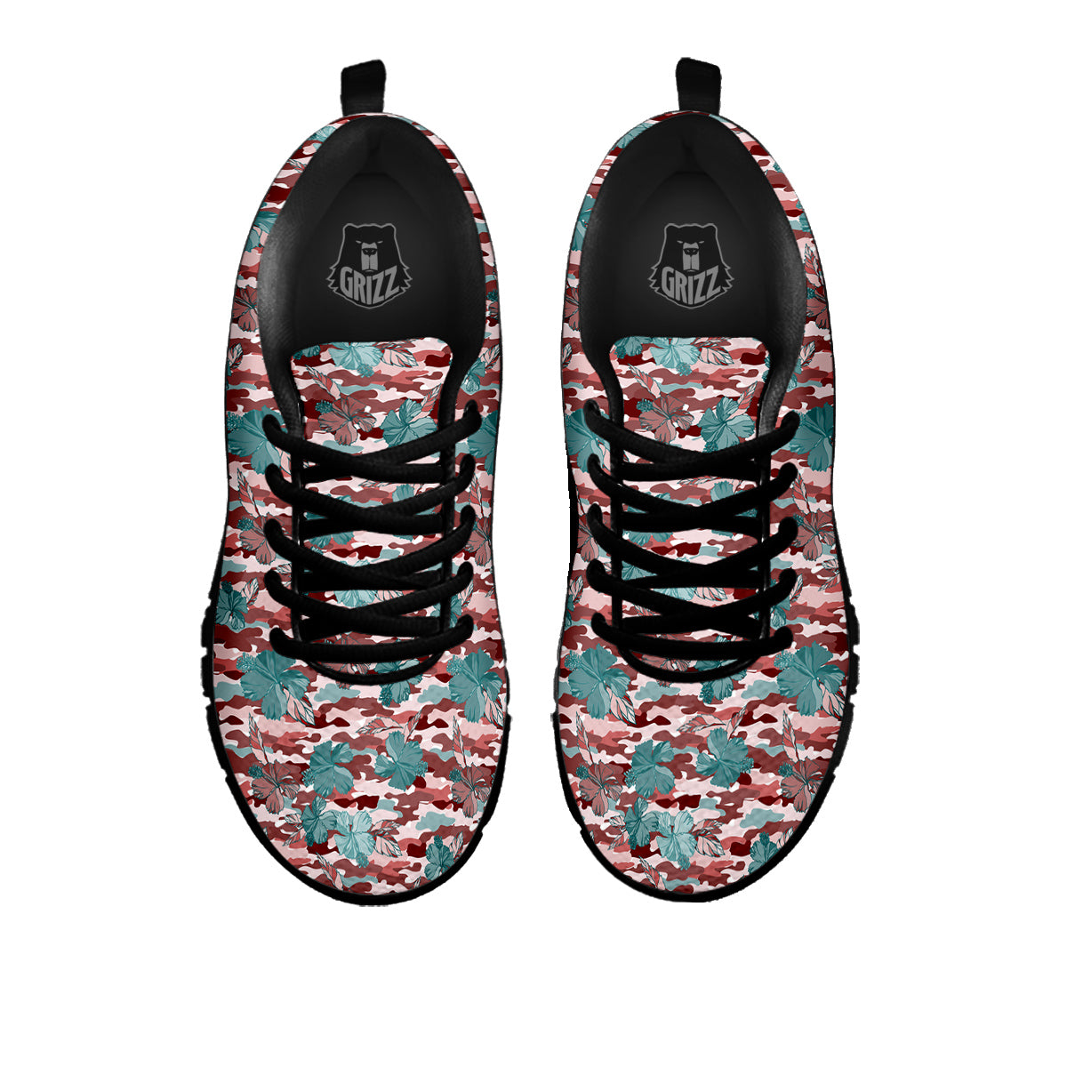 Camouflage Flower Colorful Aloha Print Black Sneaker-grizzshop