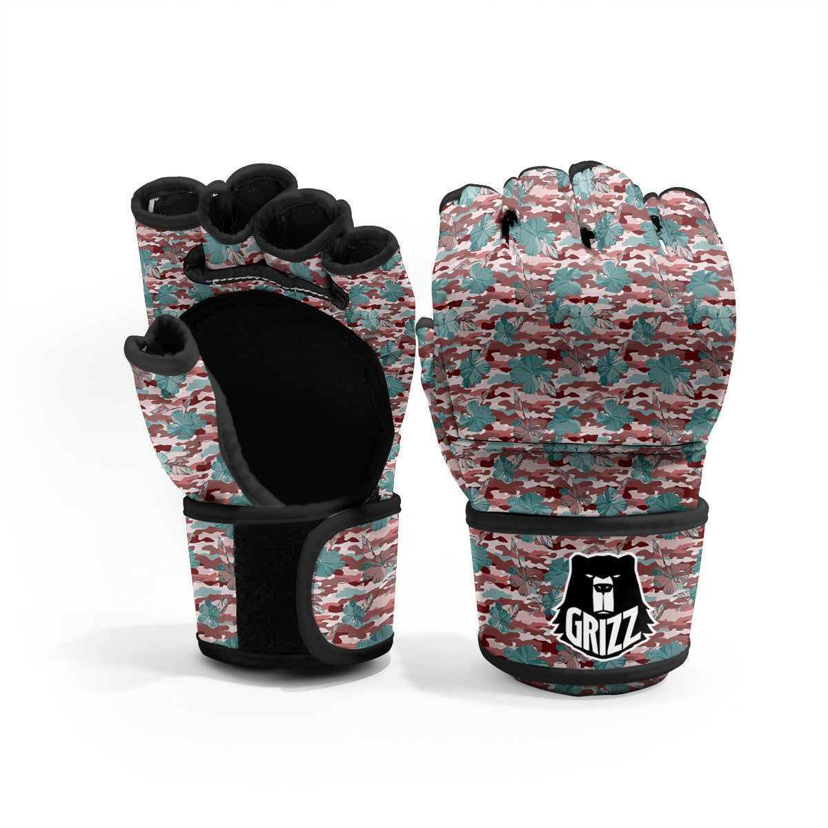 Camouflage Flower Colorful Aloha Print MMA Gloves-grizzshop