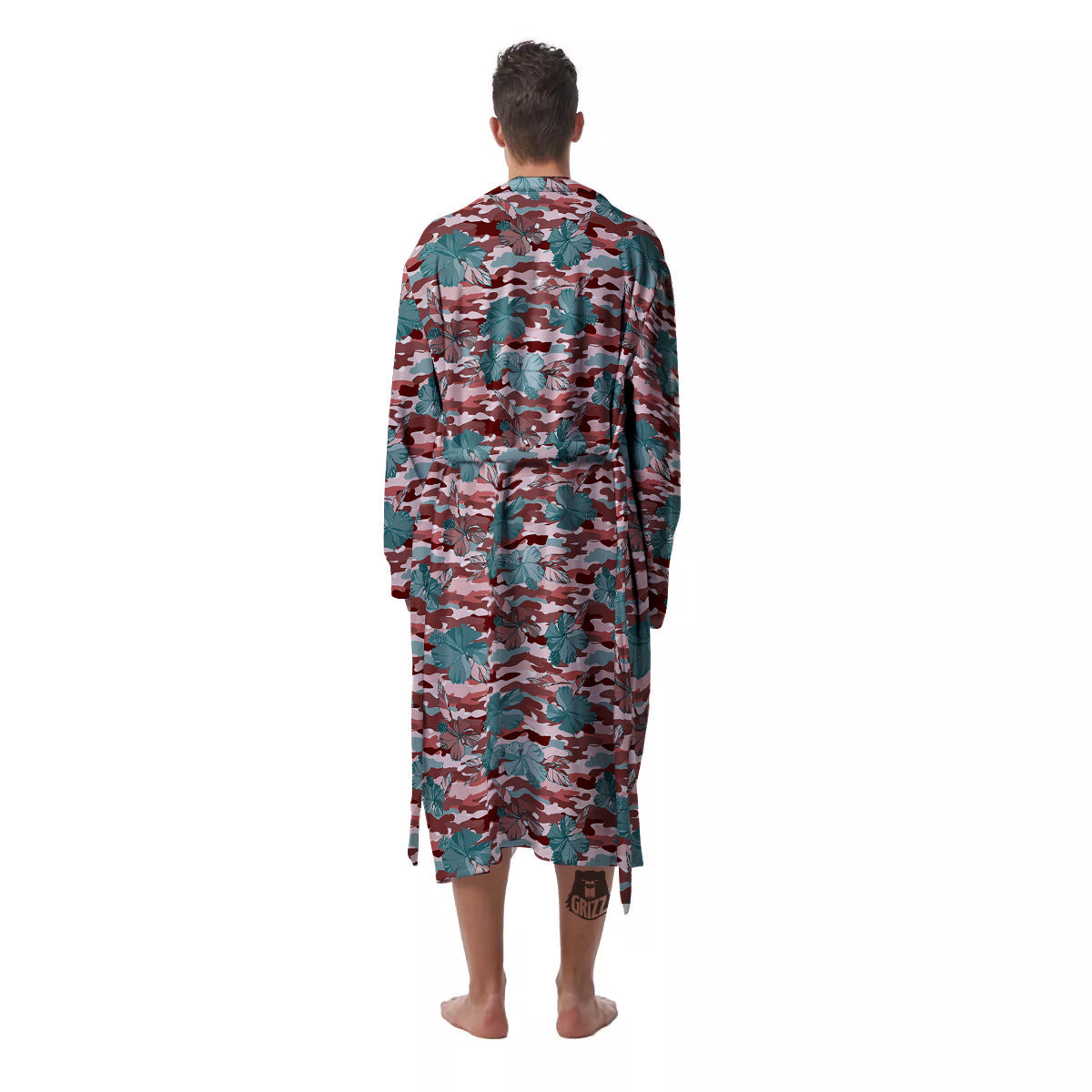 Camouflage Flower Colorful Aloha Print Men's Robe-grizzshop