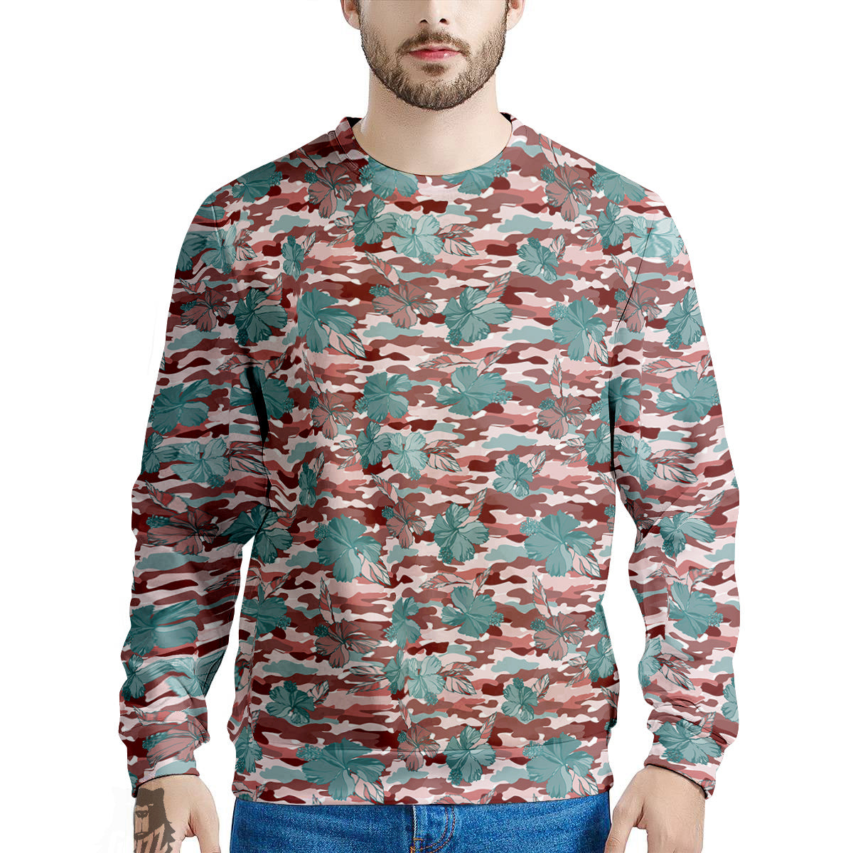 Camouflage Flower Colorful Aloha Print Men's Sweatshirt-grizzshop