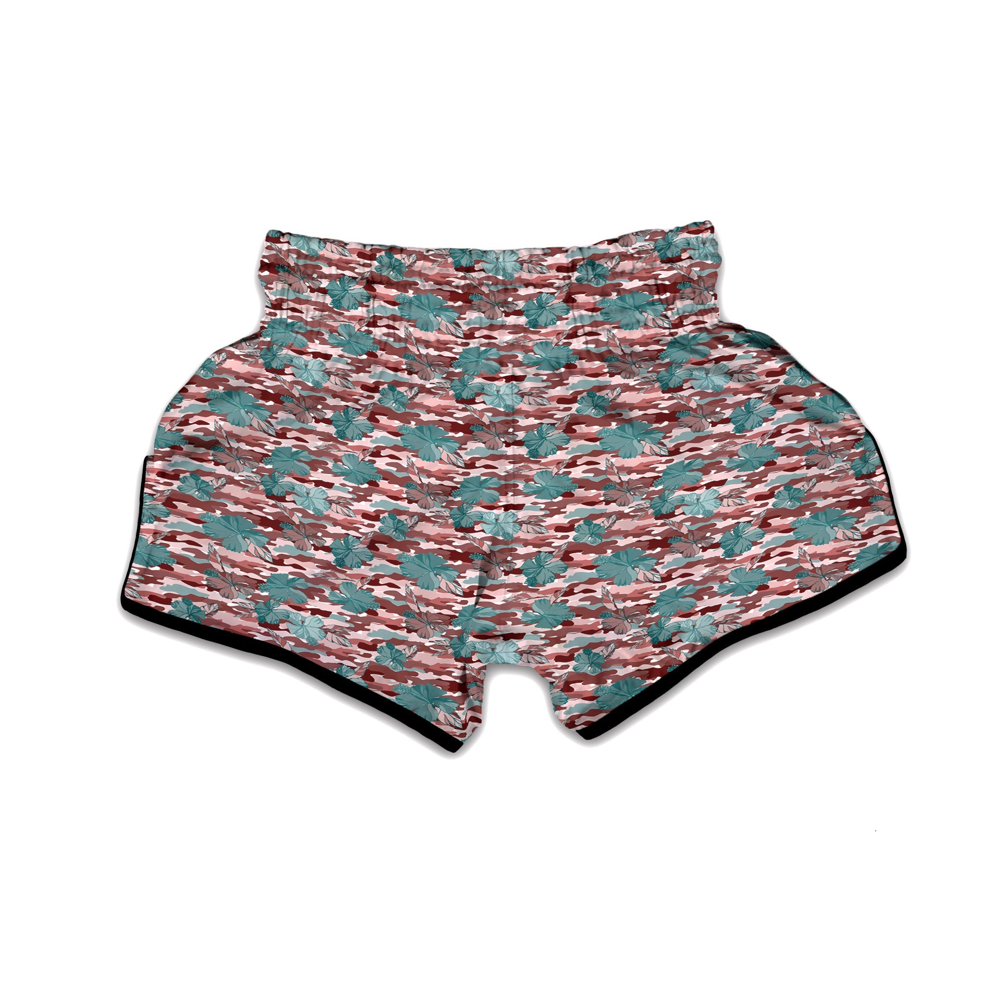 Camouflage Flower Colorful Aloha Print Muay Thai Boxing Shorts-grizzshop