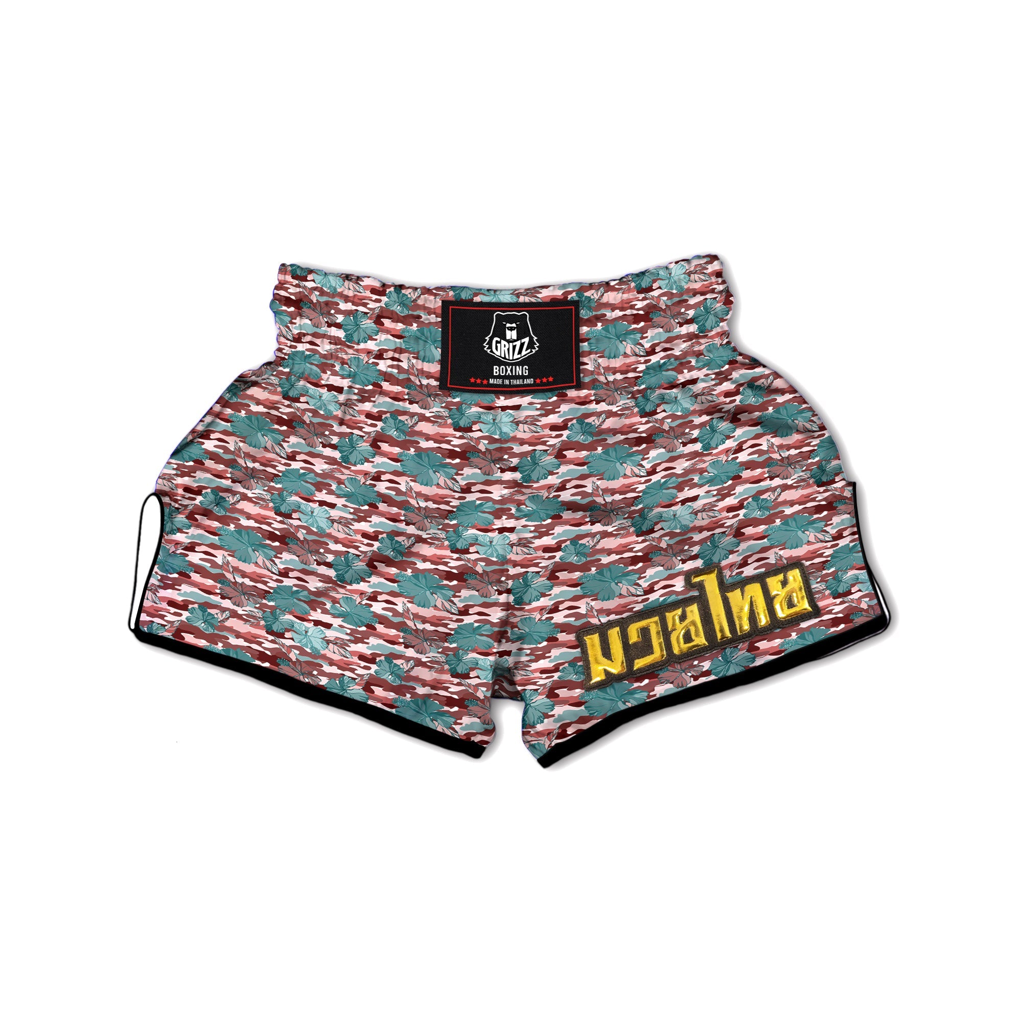 Camouflage Flower Colorful Aloha Print Muay Thai Boxing Shorts-grizzshop
