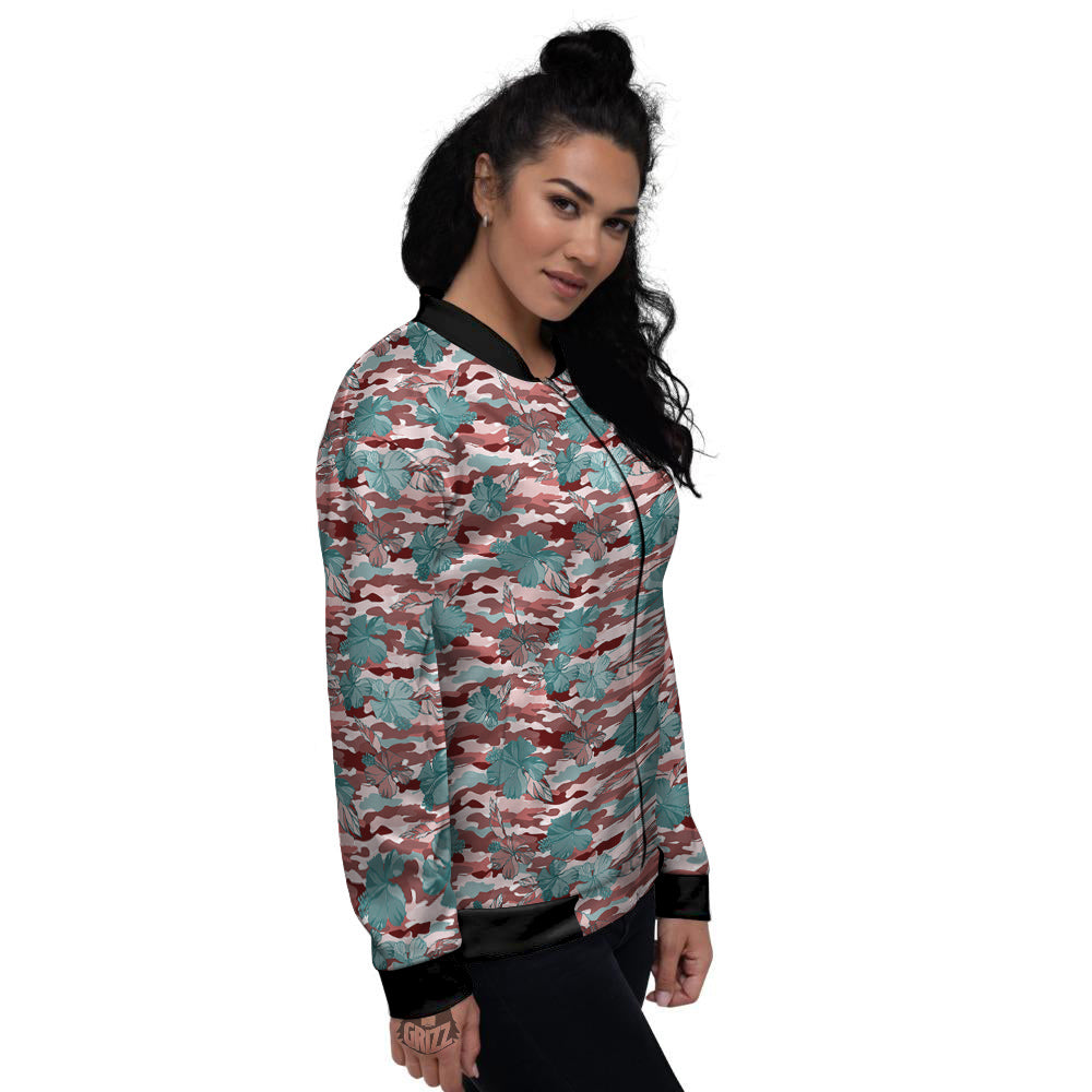 Camouflage Flower Colorful Aloha Print Women's Bomber Jacket-grizzshop