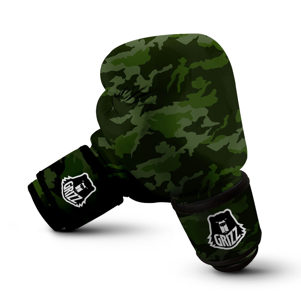 Camouflage Green And Black Print Boxing Gloves-grizzshop
