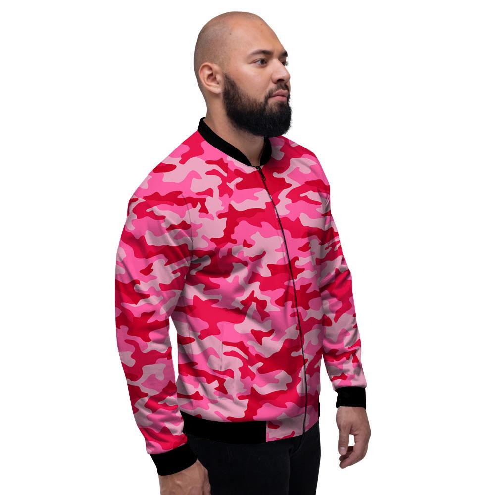 Camouflage Hot Pink Print Men's Bomber Jacket-grizzshop