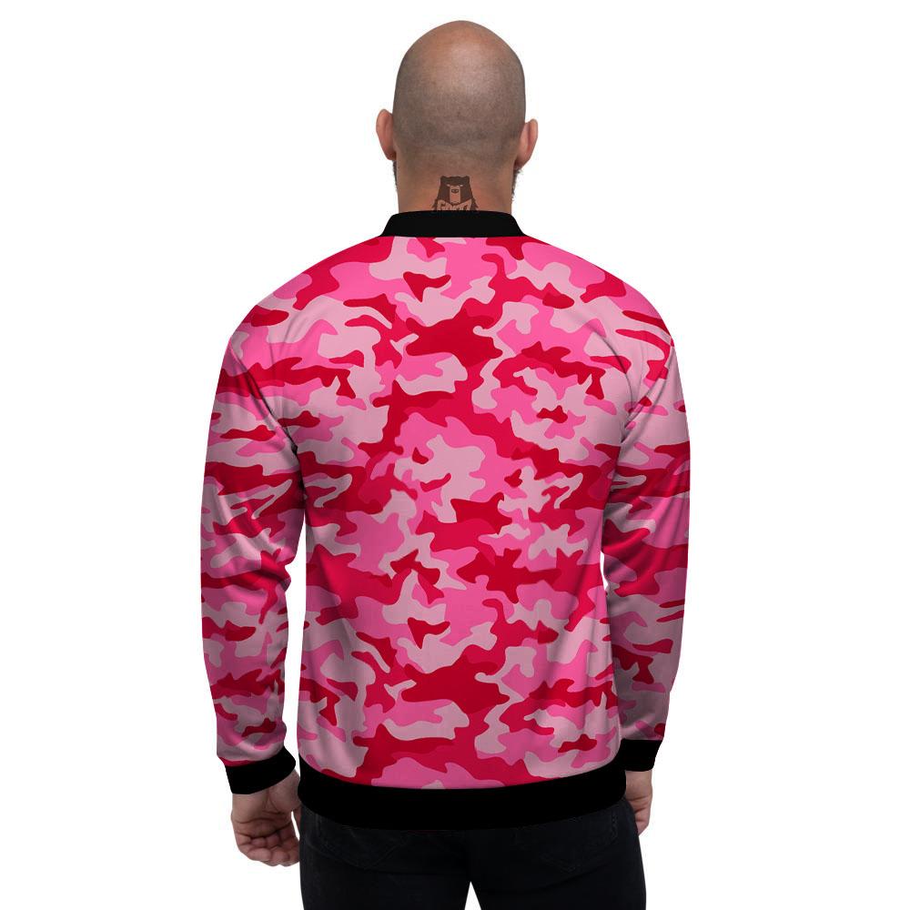 Camouflage Hot Pink Print Men's Bomber Jacket-grizzshop