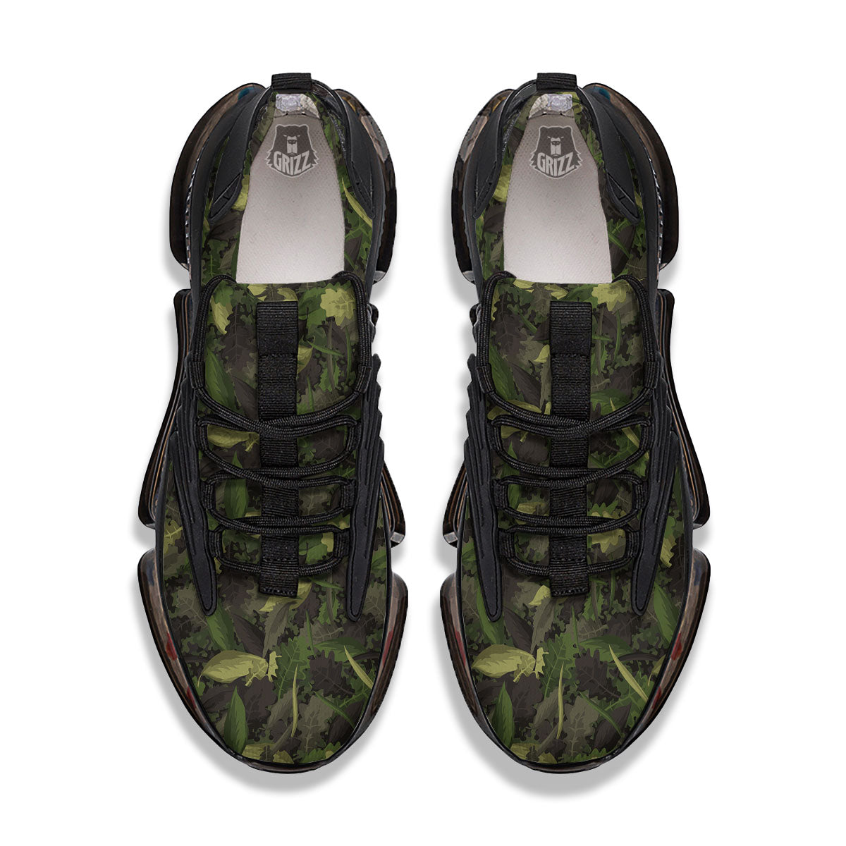 Camouflage Hunting Oak Tree Print Black Gym Shoes-grizzshop