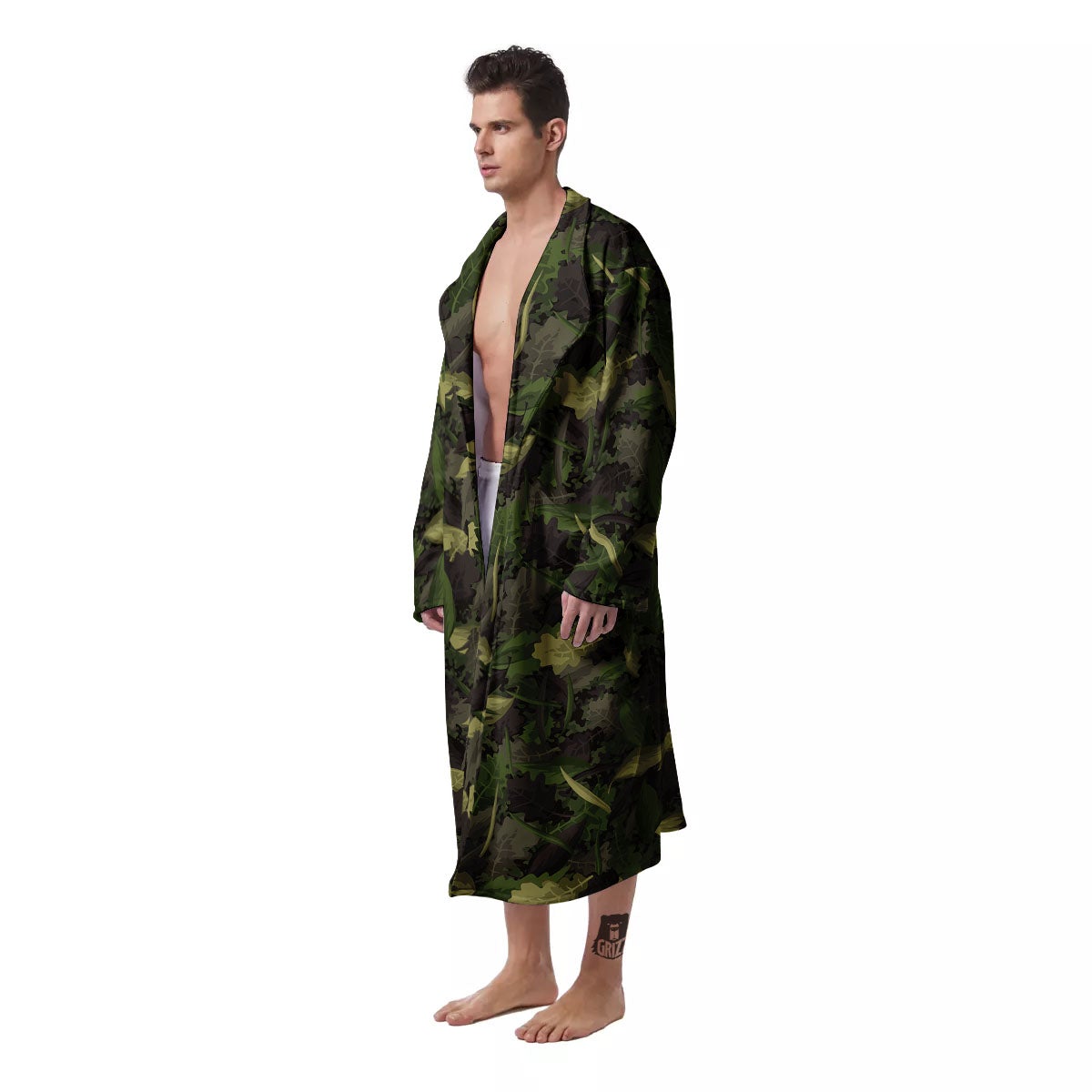 Camouflage Hunting Oak Tree Print Men's Robe-grizzshop