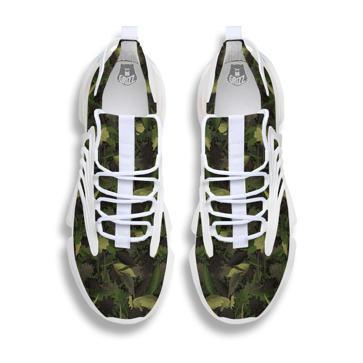 Camouflage Hunting Oak Tree Print White Gym Shoes-grizzshop