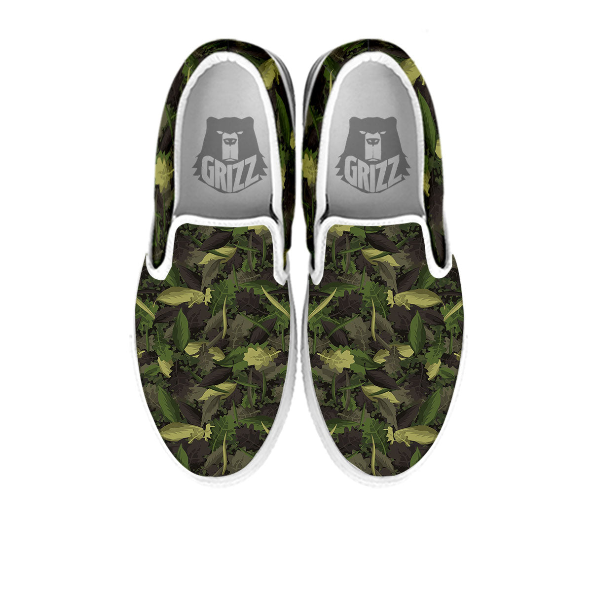 Camouflage Hunting Oak Tree Print White Slip On Shoes-grizzshop