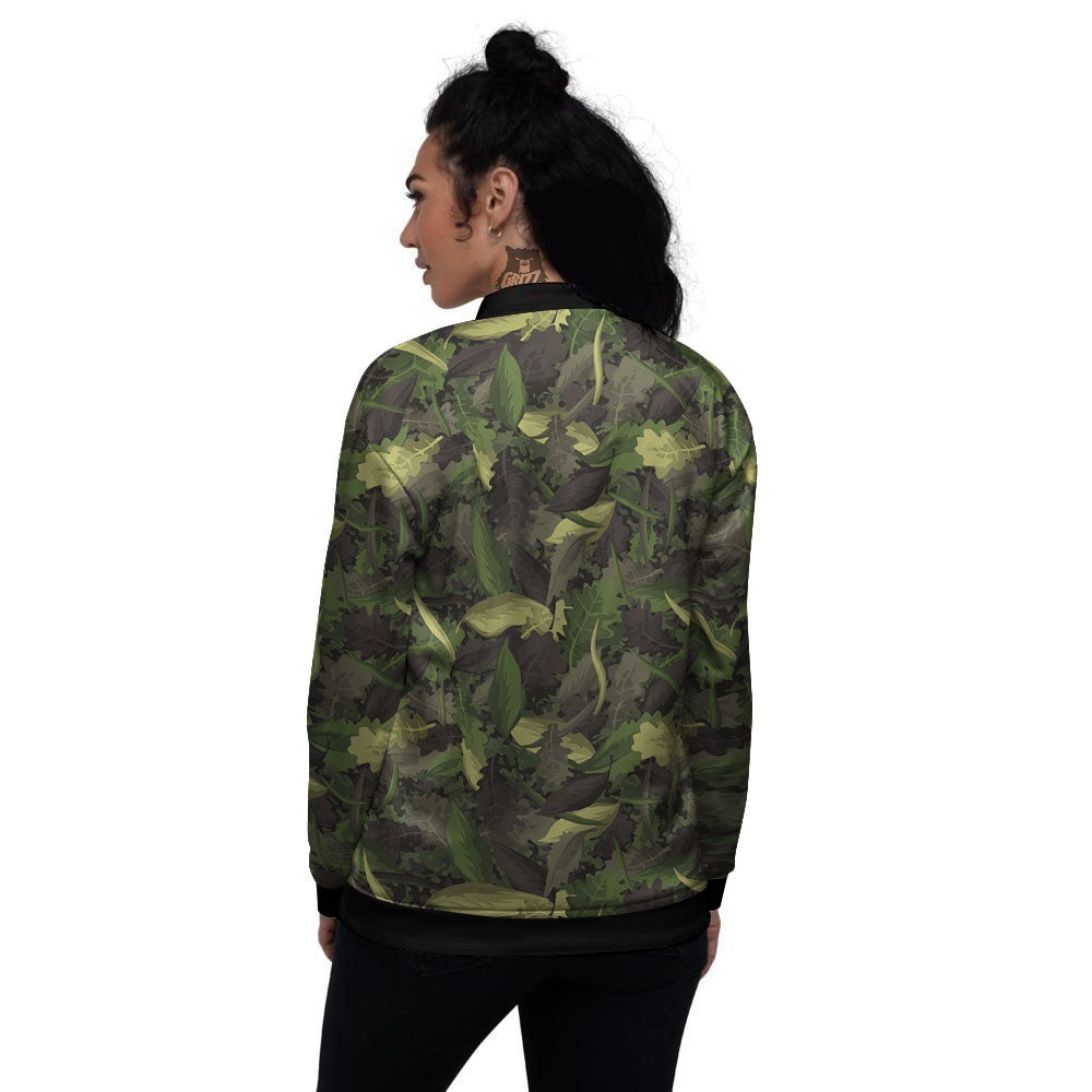 Camouflage Hunting Oak Tree Print Women's Bomber Jacket-grizzshop