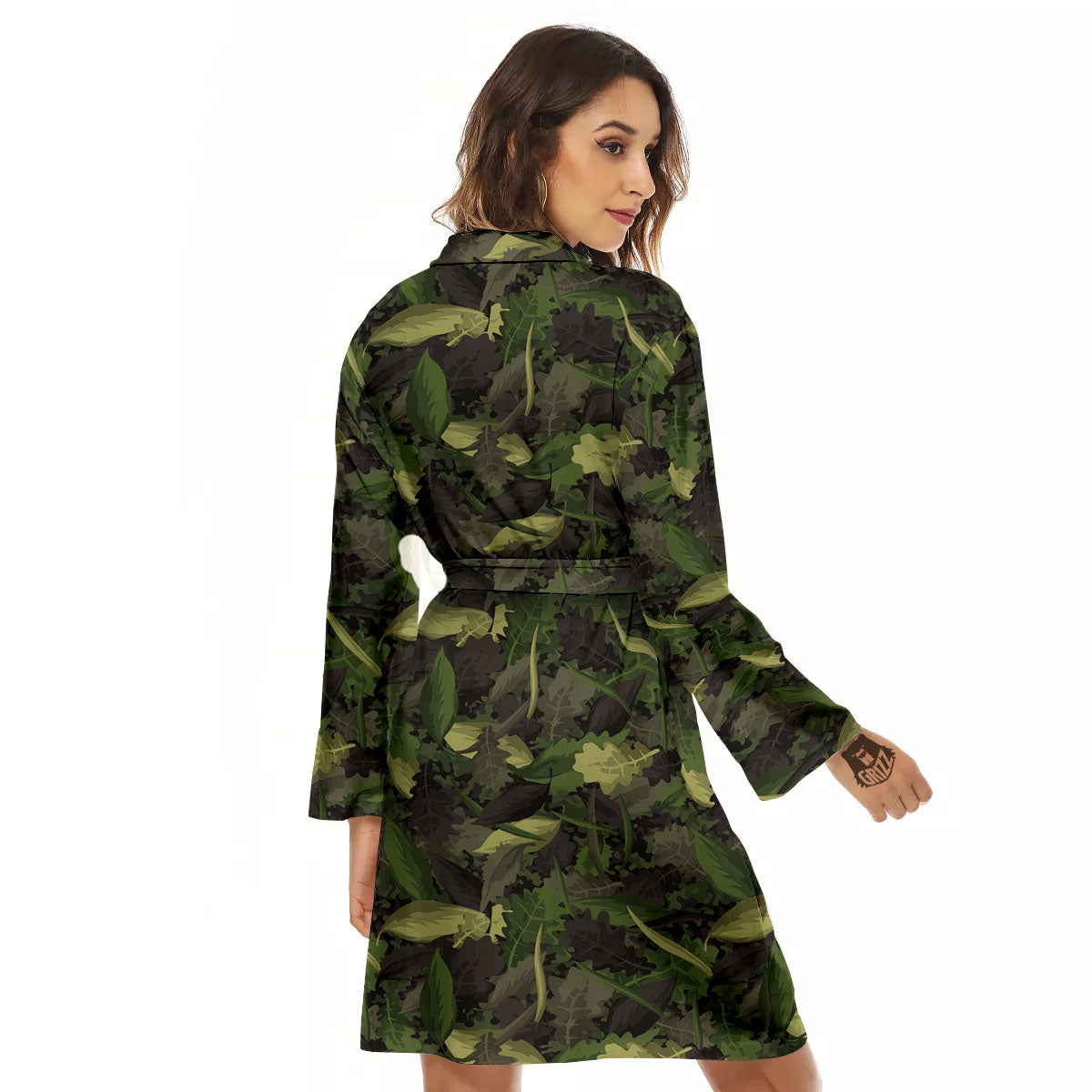 Camouflage Hunting Oak Tree Print Women's Robe-grizzshop