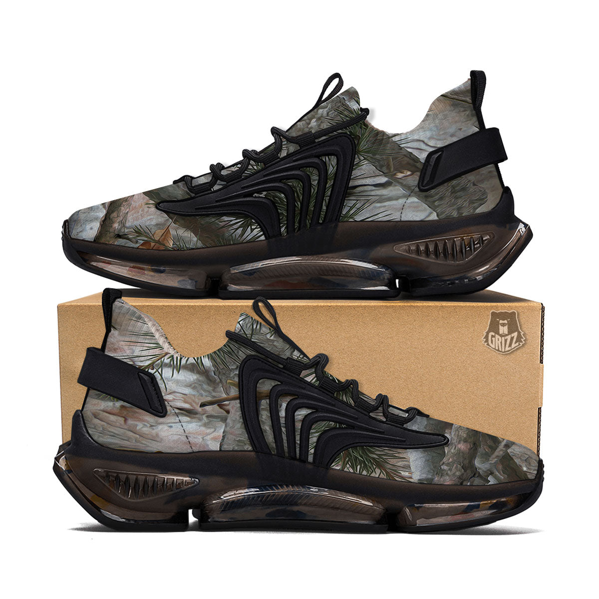 Camouflage Hunting Print Pattern Black Gym Shoes-grizzshop