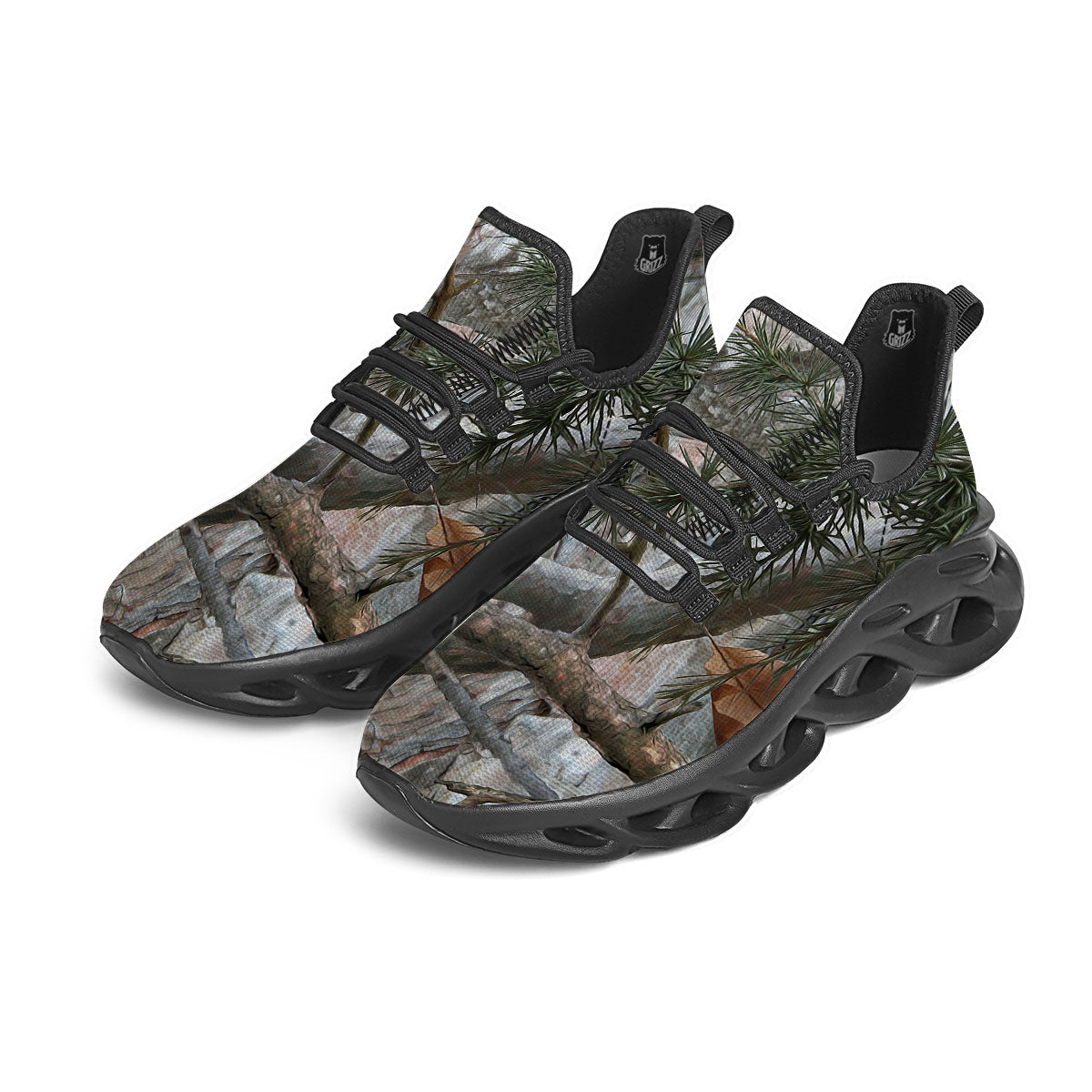 Camouflage Hunting Print Pattern Black Running Shoes-grizzshop