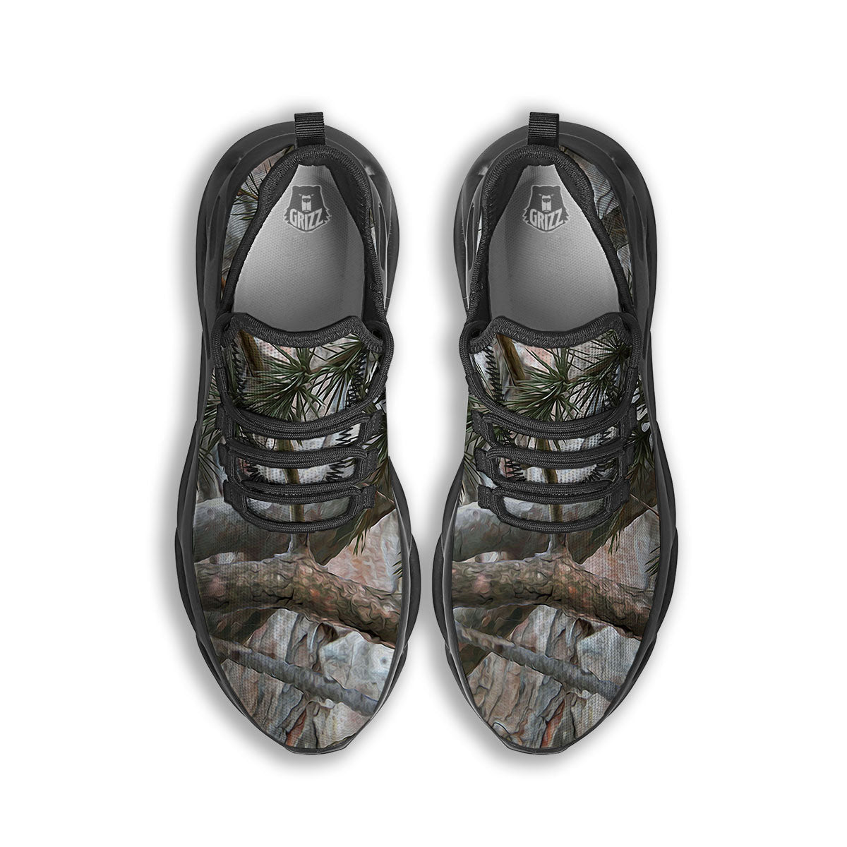 Camouflage Hunting Print Pattern Black Running Shoes-grizzshop