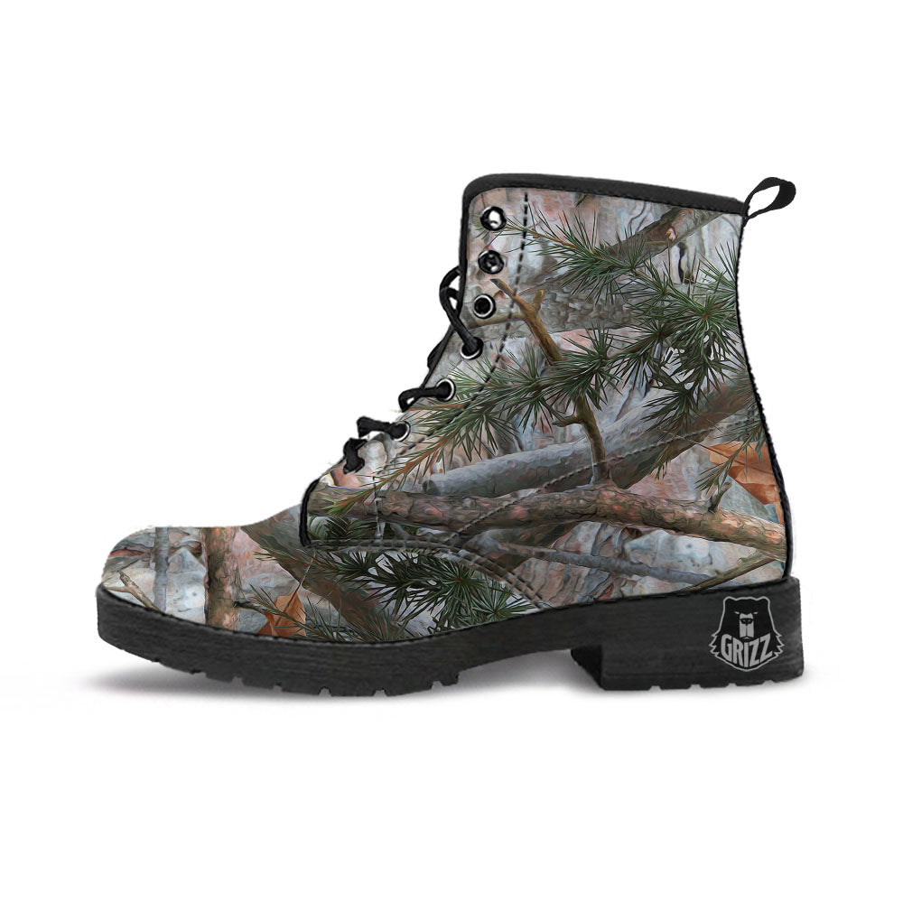 Camouflage Hunting Print Pattern Leather Boots-grizzshop