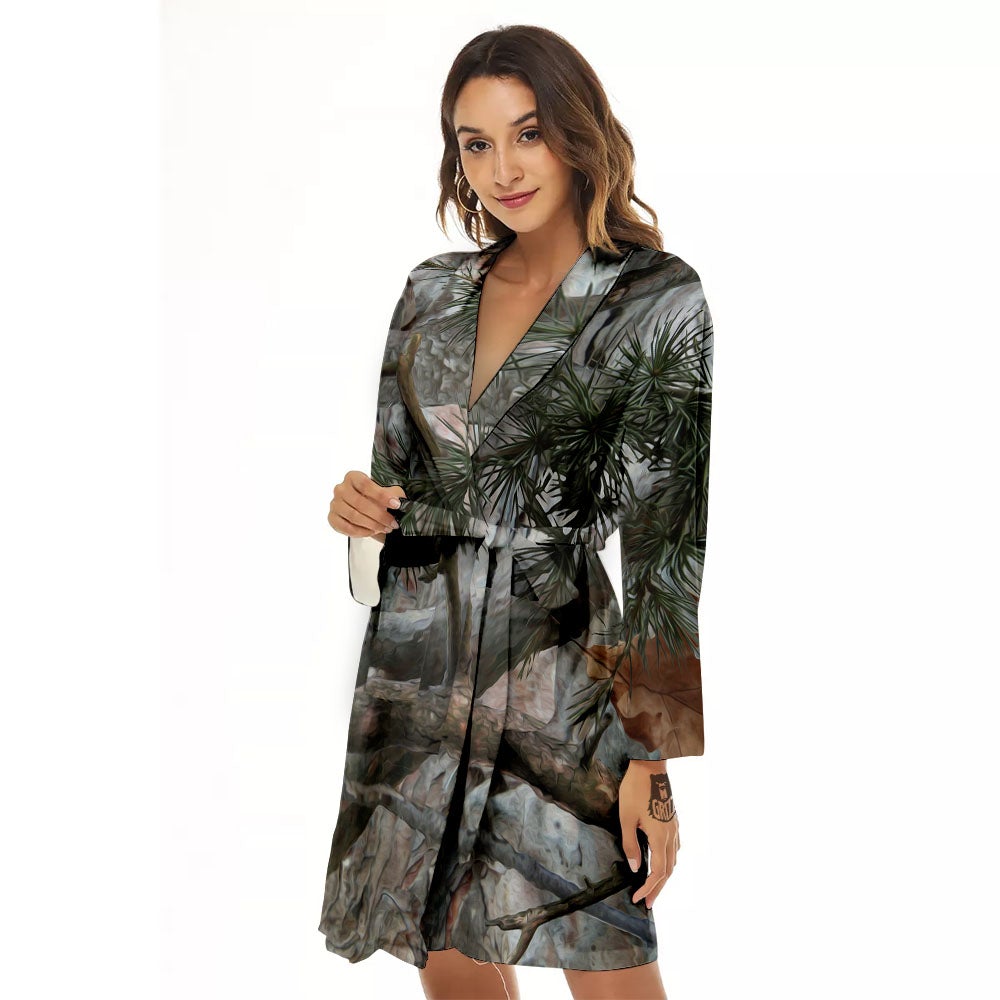 Camouflage Hunting Print Pattern Women's Robe-grizzshop