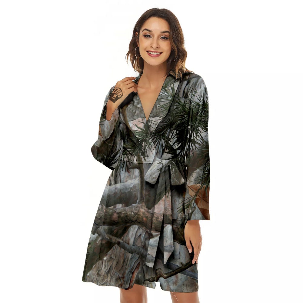 Camouflage Hunting Print Pattern Women's Robe-grizzshop