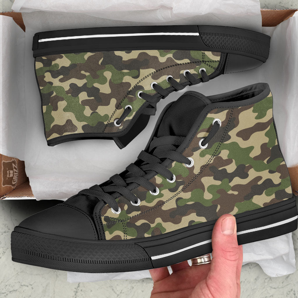 Camouflage Jungle Hunting Print High Top Shoes-grizzshop