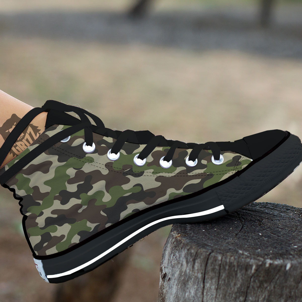 Camouflage Jungle Hunting Print High Top Shoes-grizzshop