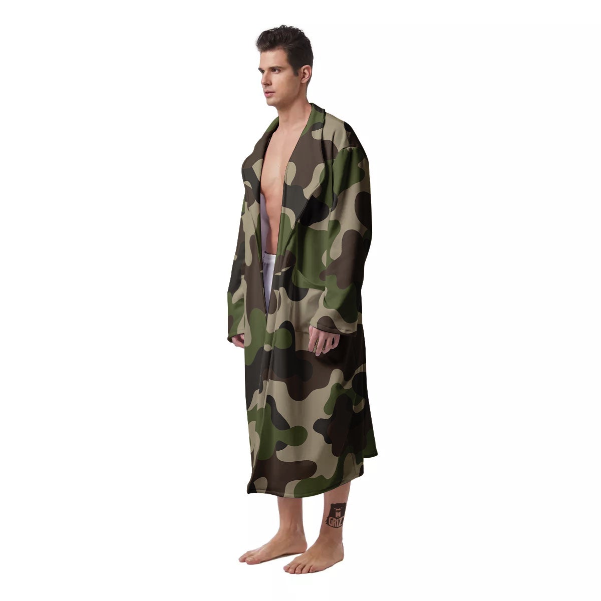 Camouflage Jungle Hunting Print Men's Robe-grizzshop