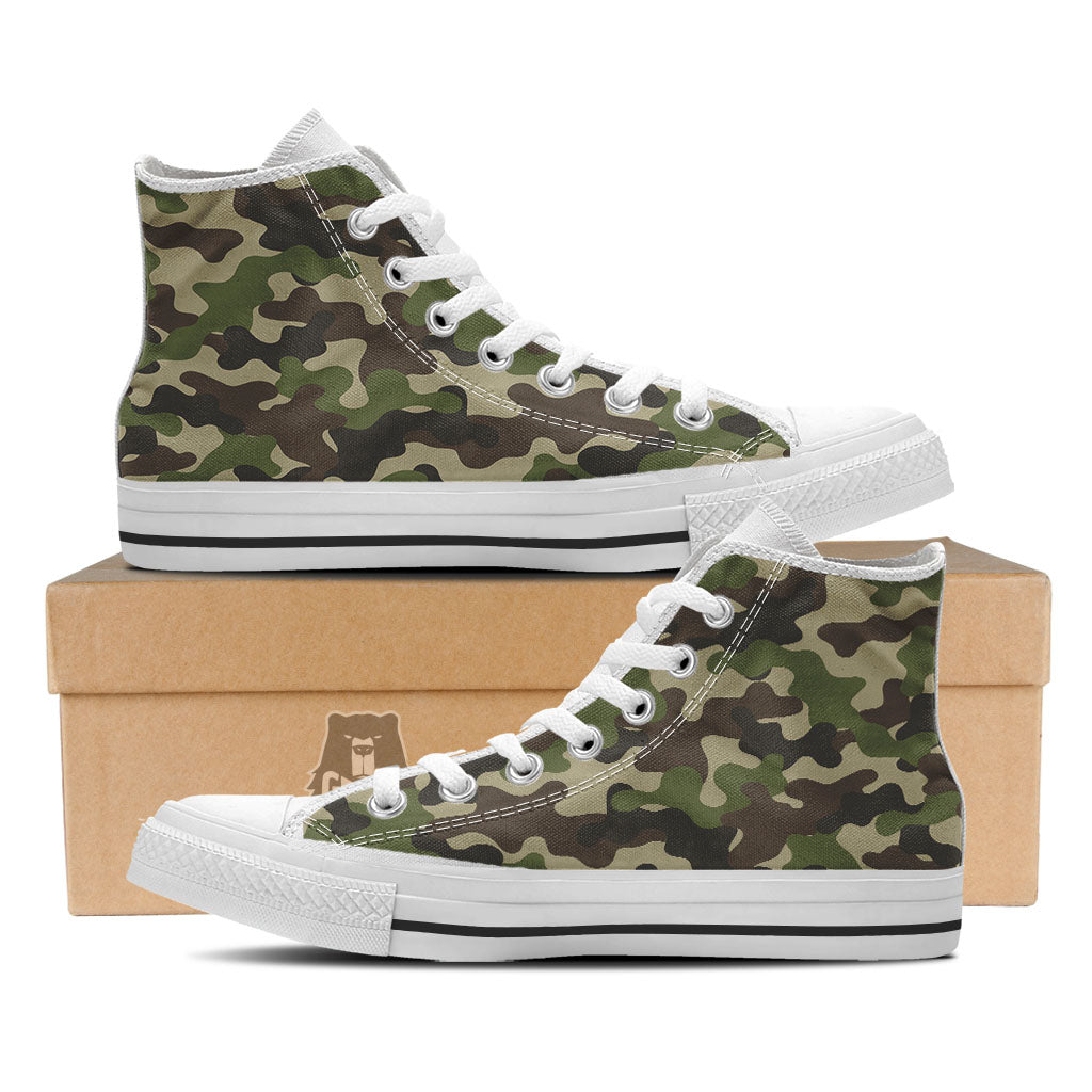 Camouflage Jungle Hunting Print White High Top Shoes-grizzshop