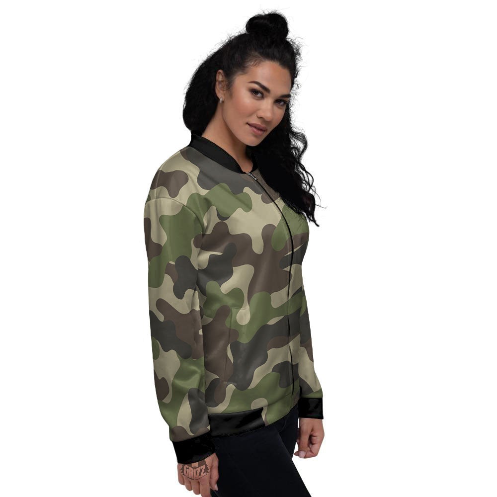 Camouflage Jungle Hunting Print Women's Bomber Jacket-grizzshop