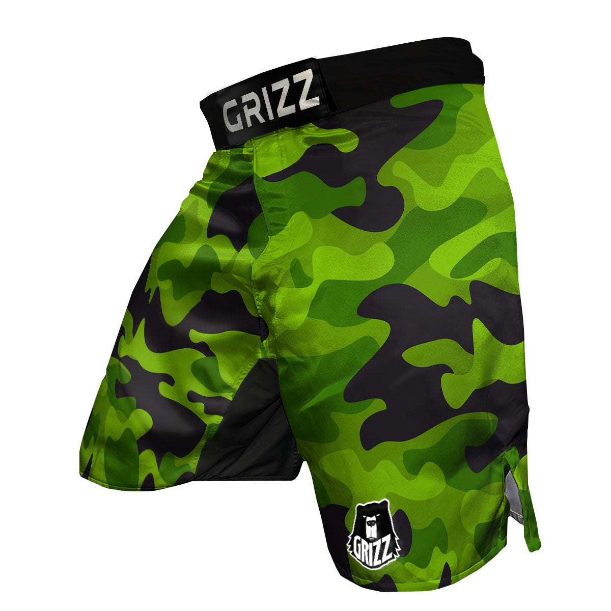 Camouflage Lime Green Print MMA Shorts-grizzshop