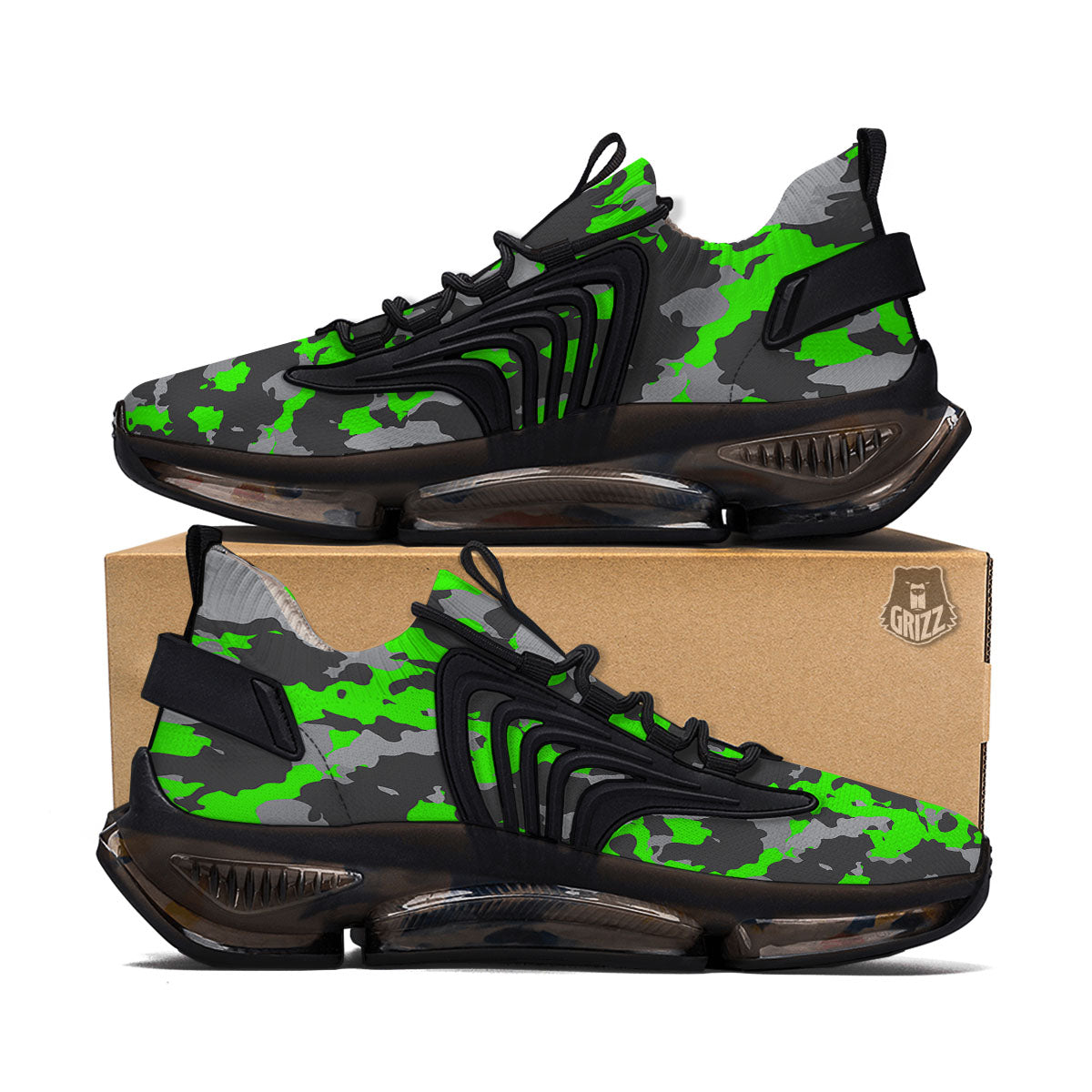 Camouflage Neon Print Black Gym Shoes-grizzshop