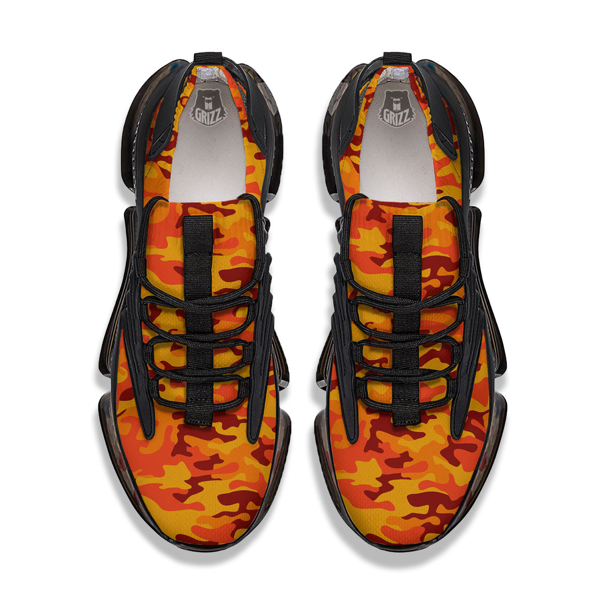 Camouflage Orange Print Black Gym Shoes-grizzshop