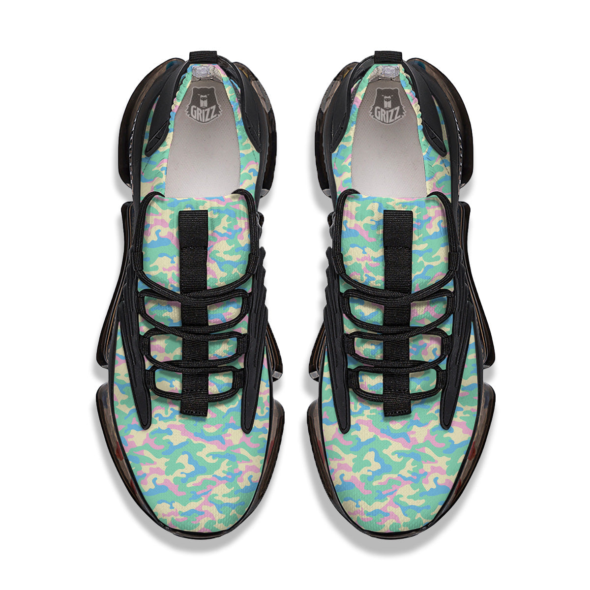 Camouflage Pastel Colors Print Pattern Black Gym Shoes-grizzshop