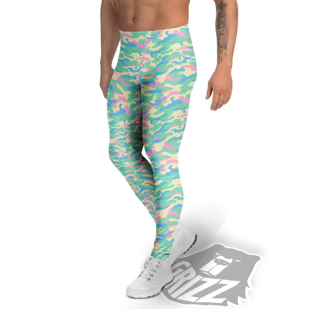 Camouflage Pastel Colors Print Pattern Men's Leggings-grizzshop