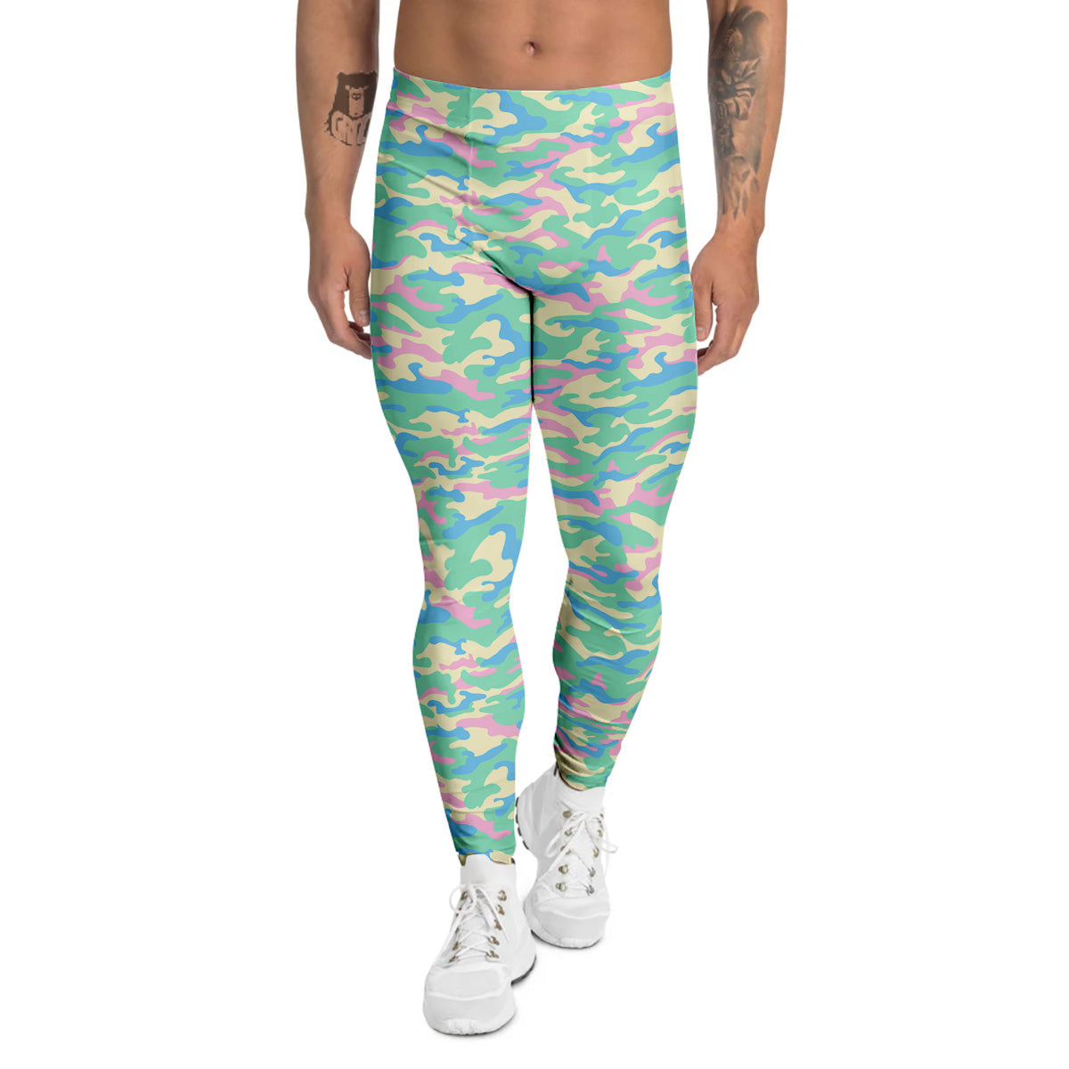 Camouflage Pastel Colors Print Pattern Men's Leggings-grizzshop