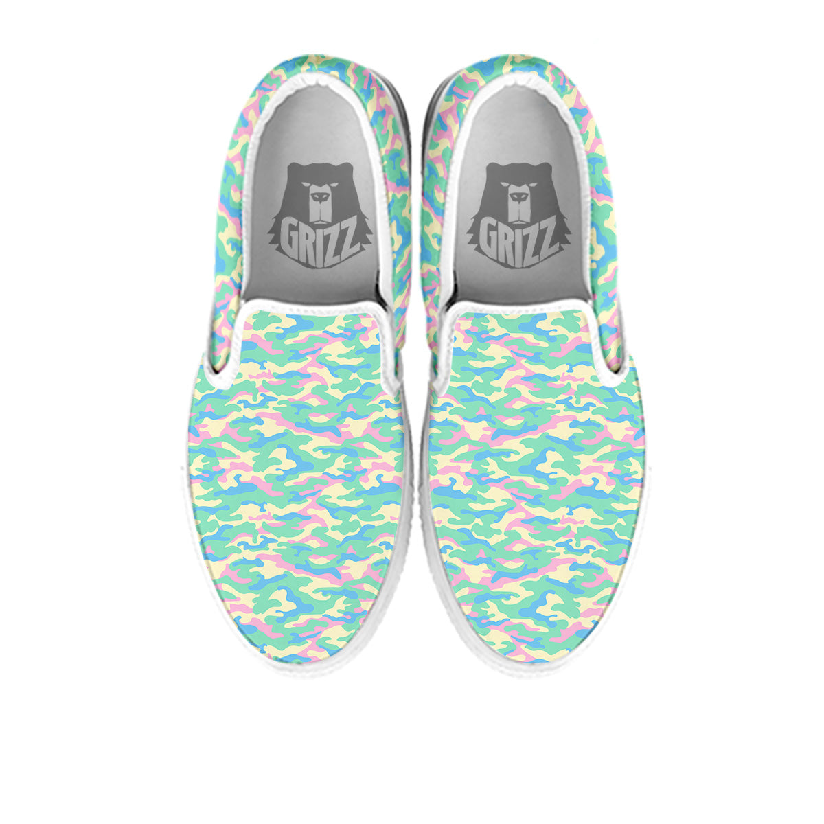 Camouflage Pastel Colors Print Pattern White Slip On Shoes-grizzshop