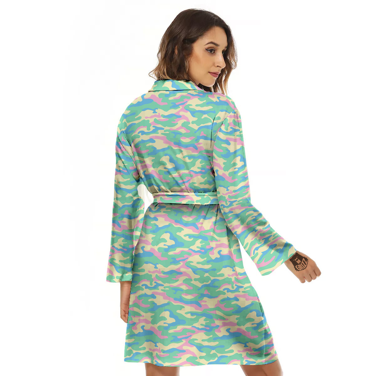Camouflage Pastel Colors Print Pattern Women's Robe-grizzshop